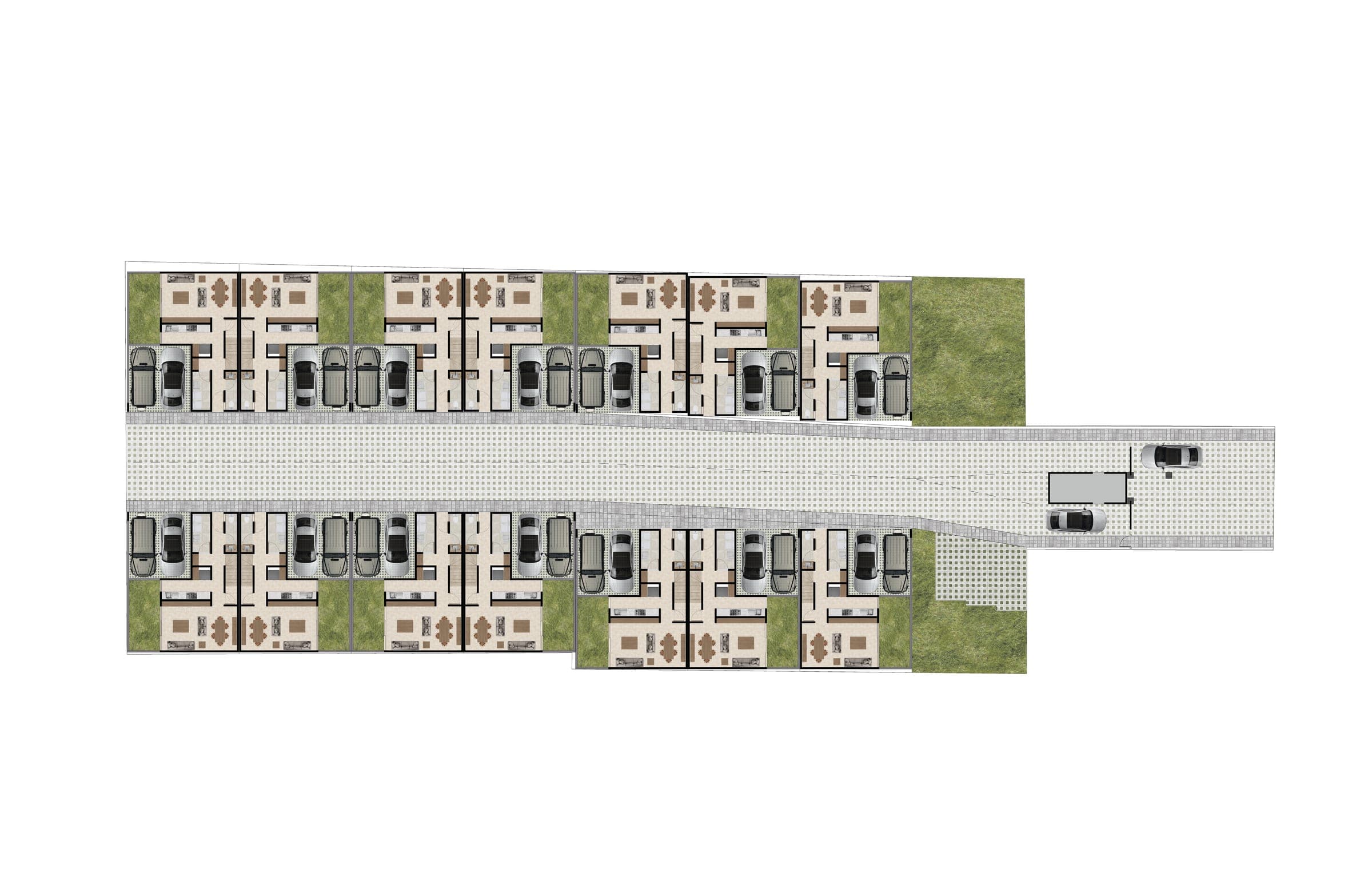 Plano de conjunto de las 14 residencias de Las Encinas, San Mateo Atenco, Edo. Méx.